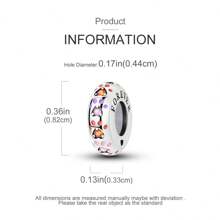 925 plata esterlina, elegante colgante con circonita de colores con diseño de huella de pata, tipo tapón de goma, clip de fijación, abalorios aptos para pulsera, collar y colgante DIY de joyería fina