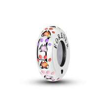 925 plata esterlina, elegante colgante con circonita de colores con diseño de huella de pata, tipo tapón de goma, clip de fijación, abalorios aptos para pulsera, collar y colgante DIY de joyería fina