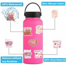 60 张粉色励志贴纸包 | 炫酷涂鸦乙烯基粉色正片贴纸，适用于剪贴簿、日记本、笔记本电脑、保险杠、滑板、水瓶、电脑、手机、卡通、安全帽、汽车贴纸 - 彩色 - 查看 4