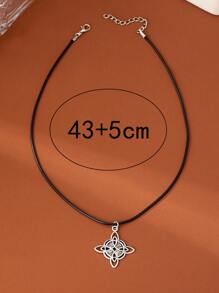 1 件新款简约维京凯尔特结吊坠项链，适合女性日常佩戴 - 復古銀色 - 查看 6