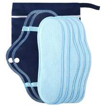 1 Set (8 piezas/15 piezas) Toallas sanitarias reutilizables, sin olor, lavables, suaves, aptas para menstruación e incontinencia femenina, portátiles y reemplazables - Azul - Ver 3