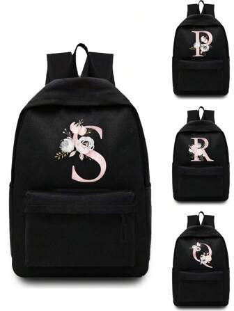 Mochila rosa con estampado de flores y letras ligeras y portátil para hombre y mujer, deportes al aire libre, gran capacidad para viajes y senderismo, mochila casual, organizador con cremallera para laptop, adecuada para estudiantes adolescentes universitarios, perfecto para la universidad, negocios, trabajo, viajes, escalada, deportes, salidas, de regreso a la escuela, gran capacidad, portátil, compartimento para laptop, para chicas adolescentes, mujeres, hombres, universitarios, de escuela primaria, secundaria y preparatoria, adecuada para el trabajo, negocios, deportes al aire libre y salidas
