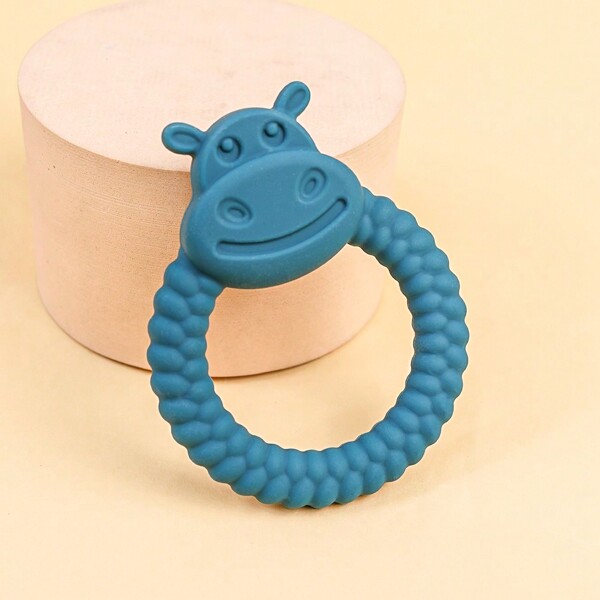 1 pieza Mordedores de silicona para bebés, juguetes de dentición para calmar y masajear las encías doloridas de bebés, juguete de dentición en forma de aro de silicona con diseño de hipopótamo, regalo para bebés niñas para cumpleaños, Halloween y Navidad