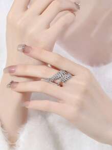 Gift Box Cubic Zirconia Rings, Suitable For Wedding, Engagement, And Holiday Gifts - Silver - View 2