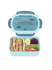 1 件装便携式午餐盒（带餐具） - 防漏，适用于办公室工作人员和学生的微波炉安全便当盒，建议手洗，带餐具的午餐盒适用于方形分体式微波炉便当盒，防漏食物容器，适合返校使用 - 彩色 - 查看 8