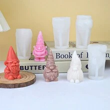 3D 圣诞系列老人圣诞老人 DIY 香薰蜡烛硅胶模具、侏儒树脂/石膏装饰模具、环氧树脂硅胶模具 - 彩色 - 查看 11