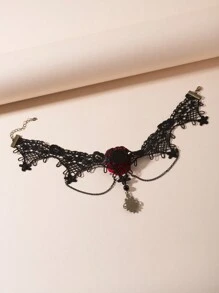 1 chiếc vòng cổ ren đỏ ma cà rồng Gothic dành cho người hầu gái - Nhiều màu - Xem 4