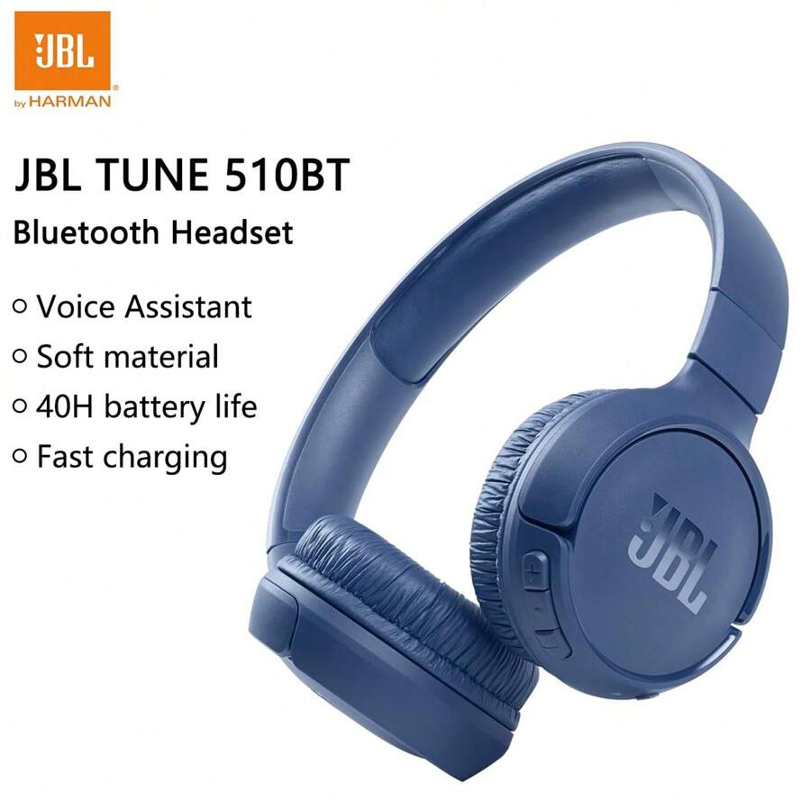 原装 JBL TUNE 510BT 蓝牙无线耳机 Purebass 音效便携式游戏运动耳机带麦克风 T510bt
