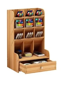 Organizador De Escritorio Para Lapices Colores Plumones Utiles Para Oficina Escuela - Amarillo Mostaza - Ver 1