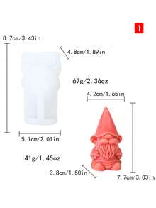 3D 圣诞系列老人圣诞老人 DIY 香薰蜡烛硅胶模具、侏儒树脂/石膏装饰模具、环氧树脂硅胶模具 - 彩色 - 查看 7