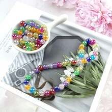 100 颗 8 毫米彩色孔透明 AB 彩虹圆珠适用于 DIY 手工手链首饰工艺耳环吊坠珠子配件 - 彩色 - 查看 5