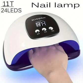 24 Bead Portable Gel UV LED Nail Light For Nail Art And Foot Therapy, Gel Nail UV Lights, Salon Curing Lamp, 3 Gear Timing Mode Smart Sensor