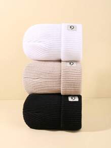 3件装儿童针织帽保暖宝宝针织帽男童女童可爱时尚针织帽日常聚会婴儿针织帽秋冬 - 彩色 - 查看 3