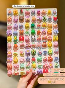 1 paquete de 50 piezas de Lazos de cabello en espirales de dibujos animados coloridos lindos al azar - Multicolor - Ver 3