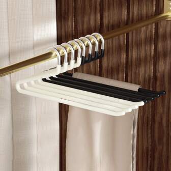 Modern Minimalist Black & Beige Swan-Shaped Pants Hangers With Non-Slip Coating For Clothes Organizing