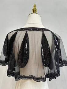 Scialle elegante da sera con perline e paillettes in stile retrò anni '20, con gocce d'acqua, per abiti da sposa e da cerimonia - multicolore - Visualizzare 8