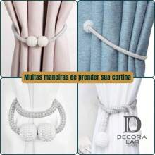 2 Pieces Kit Magnet Curtain Belt Fabric Rope Imitation Pearl Buckle Free Back Clip