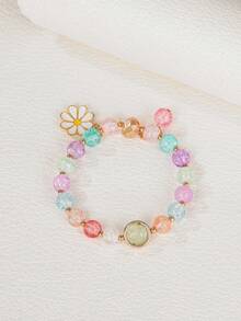 1 chiếc vòng tay đính hạt hoa phong cách Y2K có trang trí hạt thủy tinh - hạt - Xem 3