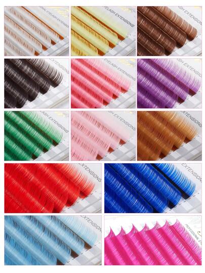 yelix 12 rzędów wielokolorowych, pojedynczych rzęs, sztucznych rzęs, na imprezę cosplay i Halloween, skręt B/C/D, 8-15 mm, mieszane długości, kępki rzęs, pojedyncze rzęsy, sztuczne rzęsy