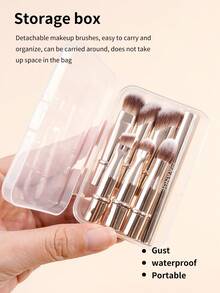 MAANGE Professional Eye Makeup Brush Set, Detachable Replaceable Brush Heads, Portable Eye Makeup Brush Case, Includes Eyeshadow Brush, Eyebrow Brush, Eyeliner Brush, Contour Brush, Soft Fiber Material, Convenient To Carry, Travel Essential, Ideal Gift For Women And Girls - 金色 - 查看 9