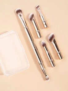 MAANGE Professional Eye Makeup Brush Set, Detachable Replaceable Brush Heads, Portable Eye Makeup Brush Case, Includes Eyeshadow Brush, Eyebrow Brush, Eyeliner Brush, Contour Brush, Soft Fiber Material, Convenient To Carry, Travel Essential, Ideal Gift For Women And Girls - 金色 - 查看 2