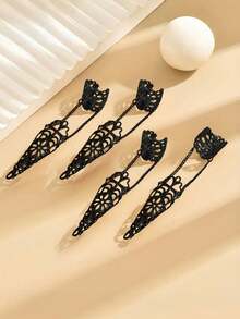 4pcs/Set Halloween Gothic Style Hollow-Out Pattern Jointed Rings, Fashionable And Creative Personalized Accessories - Finger Ring - View 3
