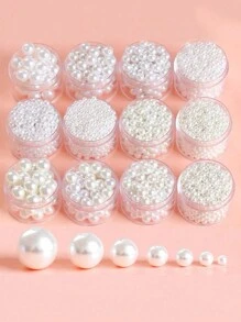 Perles lâches de matériel de perles DIY pour la fabrication de bijoux, accessoires pour bracelets DIY. 4-20 mm Perles rondes en ABS beige blanc, avec trou droit, imitation de perles. Accessoires de vêtements