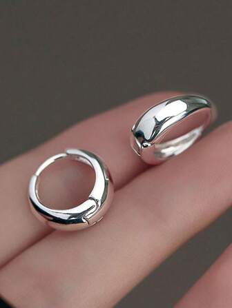 1 par de pendientes de aro de plata esterlina vegana de primera calidad de 3mm para mujer para uso diario