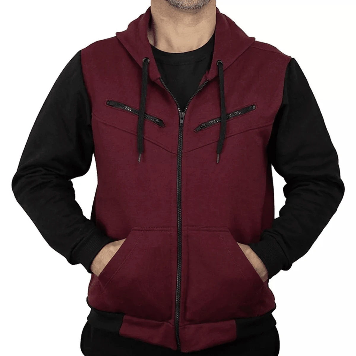 Men's Cold Weather Sweatshirt Jacket Zipper - Màu Tím - Xem 1