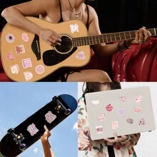 60 张粉色励志贴纸包 | 炫酷涂鸦乙烯基粉色正片贴纸，适用于剪贴簿、日记本、笔记本电脑、保险杠、滑板、水瓶、电脑、手机、卡通、安全帽、汽车贴纸 - 彩色 - 查看 5