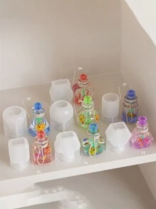 1 件 DIY 漂流瓶模具套装带盖 - 硅胶树脂工艺套件适用于夜灯、许愿和香薰沙瓶 - 手工艺和家居装饰套装模具 - 许愿瓶灯泡夜灯香薰瓶流沙瓶硅胶模具 - 彩色 - 查看 3