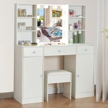 Holiday Specials Großes Schminktisch-Set Mit LED-Beleuchteten Spiegeln, Schubladen Und Hockern - 10個LED燈泡型號 - 查看 3