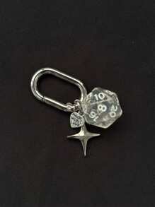 1 pièce Porte-clés dé unisexe nouvelle arrivée créatif, pendentif de boule de billard à 4 branches et en forme de cœur à la mode, breloques de sac lettrage scolaire