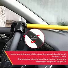 Car Steering Wheel Lock Universal Fit Maximum Security Steering Wheel Lock For Cars, Anti-Theft T-Bar Steering Wheel Lock - Yellow - View 4