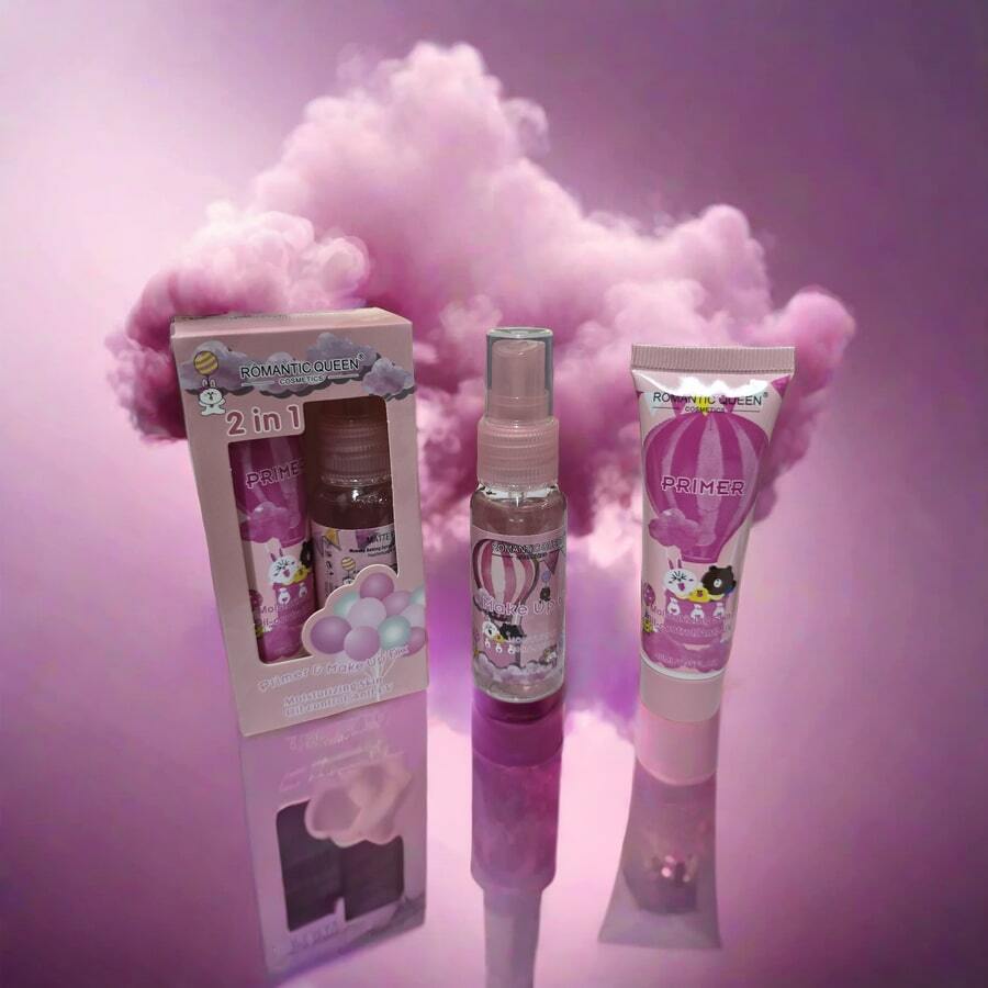 Set ROMANTIC QUEEN: Maquillaje Perfecto 2024 – Incluye Primer y Spray Fijador – Larga Duración y Amigable con la Piel - transparente - Ver 1
