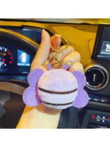 Nuevo y lindo llavero de peluche de abeja de dibujos animados, decoración de colgante de abeja suave y peluda para ropa, bolsas, regalo - Multicolor - Ver 6