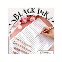 3/5/8pcs Rose Gold Ball Pen Set, Liquid Sand Shimmer Pens, Metal Crystal Rhinestone Ballpoint Pen, Black Ink, Gift For Girls, Wedding, Office Desk Supplies Back To School