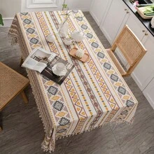 1 chiếc khăn trải bàn hình chữ nhật phong cách Bohemian chống thấm nước và dầu mỡ, có tua rua, dùng trang trí nhà cửa. - Mùa hè Bohemian-Miền Nam - Xem 6