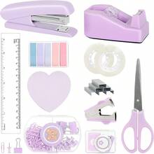 Desktop Stationery Set: Stapler, Staples, Tape Dispenser, Scissors, Hole Punch & More - Bound Set - View 3