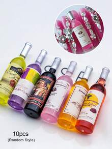 MAOMIA 10 piezas Decoración de uñas con encanto de vino, joyería de resina DIY estilo Y2K exagerado, decoración de uñas 3D personalizada - Multicolor - Ver 3