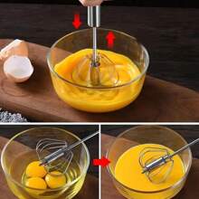1pc Stainless Steel Multifunctional Manual Egg Beater, Cream & Egg White Whisk, Handheld Mixer, Small Kitchen Baking Tool