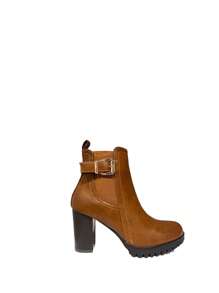 TULIPANO KESCA Boots Stivaletti bassi da donna, stivaletti autunno-inverno da donna con plateau - Tacco alto e spesso, design  con cerniera interna, elastico e fibbia - Cammello - Visualizzare 6