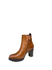 TULIPANO KESCA Boots Stivaletti bassi da donna, stivaletti autunno-inverno da donna con plateau - Tacco alto e spesso, design  con cerniera interna, elastico e fibbia - Cammello - Visualizzare 7