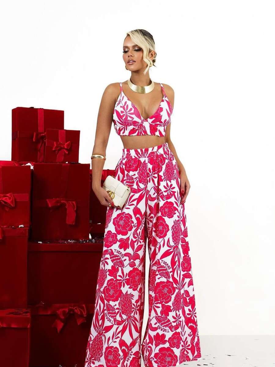 CROPPED PANTS AND PANTALON PANTS SET, LOOSE FIT, SUMMER FASHION. - 粉色 - 查看 1