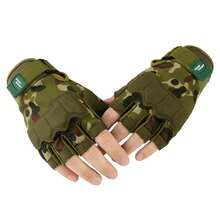 1pair Men Camo Hook-And-Loop Fastener Fashionable Fingerless Gloves For Daily Decoration - Outdoor Half Finger HUMRAD - View 3