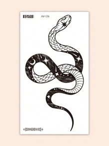 1 Sheets Large Size Body Art Temporary Tattoo Stickers For Women Or Men, Black Retro Style Starry Sky Snake Pattern, Waterproof Fake Tattoo, Lasts 2-5 Days, Covering Scars,Can Be Used On Arms Wrist Shoulders Legs Waist Neck Hand Chest Thighs Finger Ankle, Suitable For Parties, Gifts, Vacations, Body Decoration