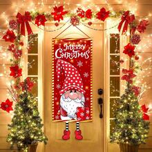1 pieza Bandera colgante con tema navideño, forma asimétrica con un gnomo sujetando un regalo en forma de bastón de caramelo navideño y un árbol de Navidad, adecuado para decorar el marco de la puerta, el jardín o la sala de estar en Navidad, regalo navideño - Multicolor - Ver 9