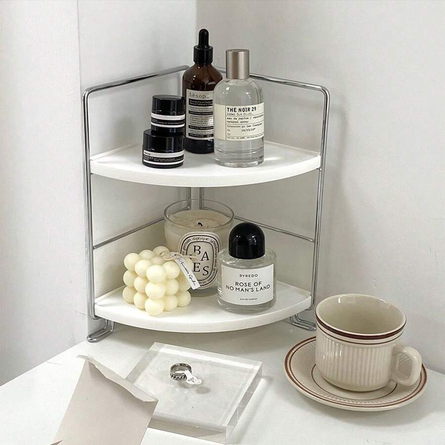 1 件扇形角落搁架单元、储物架、书架、浴室洗发水化妆品收纳架、浴室配件、家庭/办公室装饰展示架 - 彩色 - 查看 1