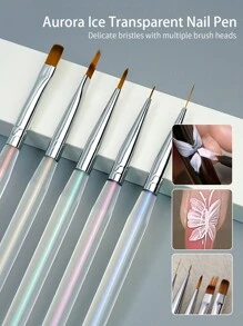 Beautizon Nailartlab 5支装亚克力美甲彩绘笔，适用于绘制花卉和蝴蝶，多功能美甲画笔工具 - 彩色 - 查看 1