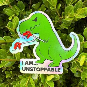 1st I Am Unstoppable T-Rex-klistermärke, bärbar datorklistermärke, rolig arbetsplatsklistermärke, rolig vinylklistermärke för mänskligt skelett, perfekt för bokälskare, hållbart och väderbeständigt, perfekt för bärbara datorer, bärbara datorer och vattenflaskor